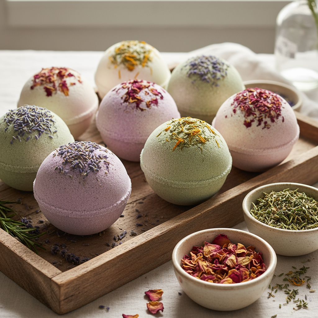 Bath Bombs with Embedded Flowers